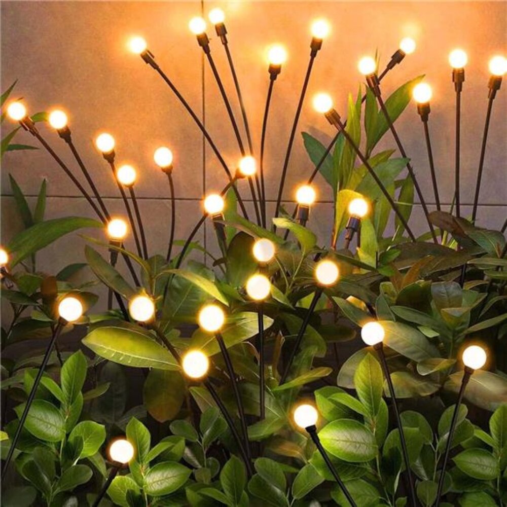 Solar Garden Lights Outdoor 4 Pack 32 LED Firefly Effect Warm White Solar